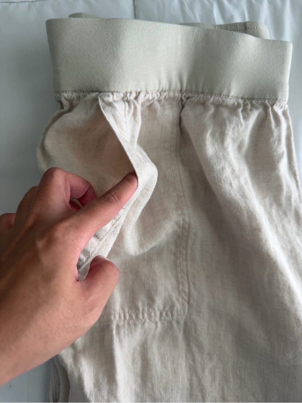 Lands End Plus Size 20 Linen Wide Leg Pants Beige Pull On Pockets Coastal Resort - Picture 8 of 9